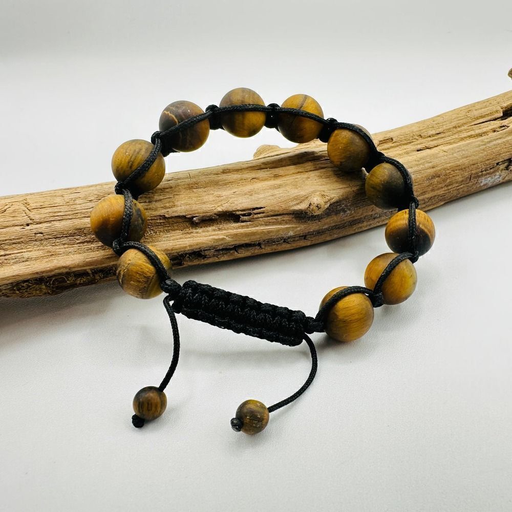 Matte Tiger's Eye Bead Stone Cord Bracelet